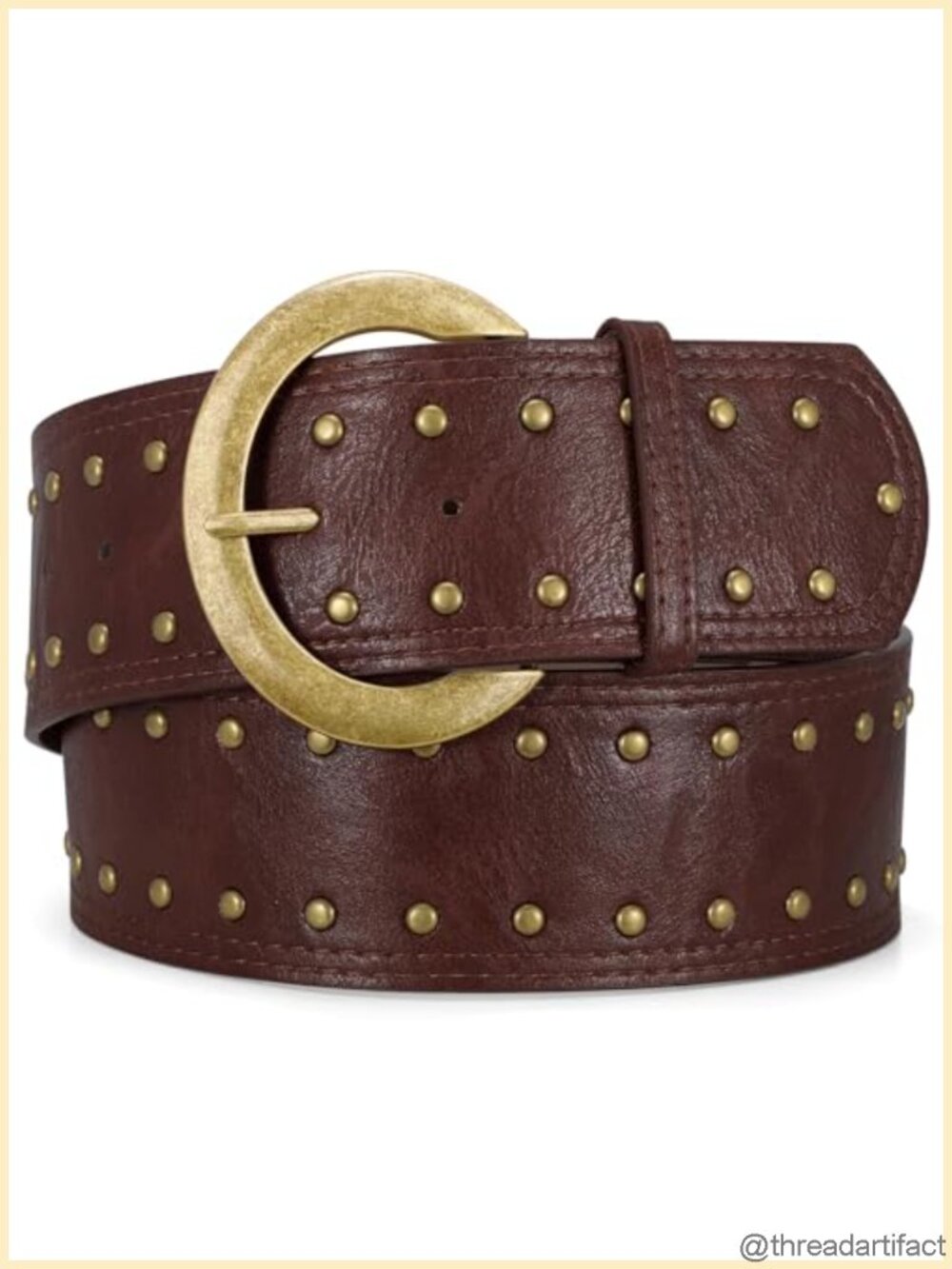 Wide Chunky PU Leather Studded Western Belt for Women Dresses